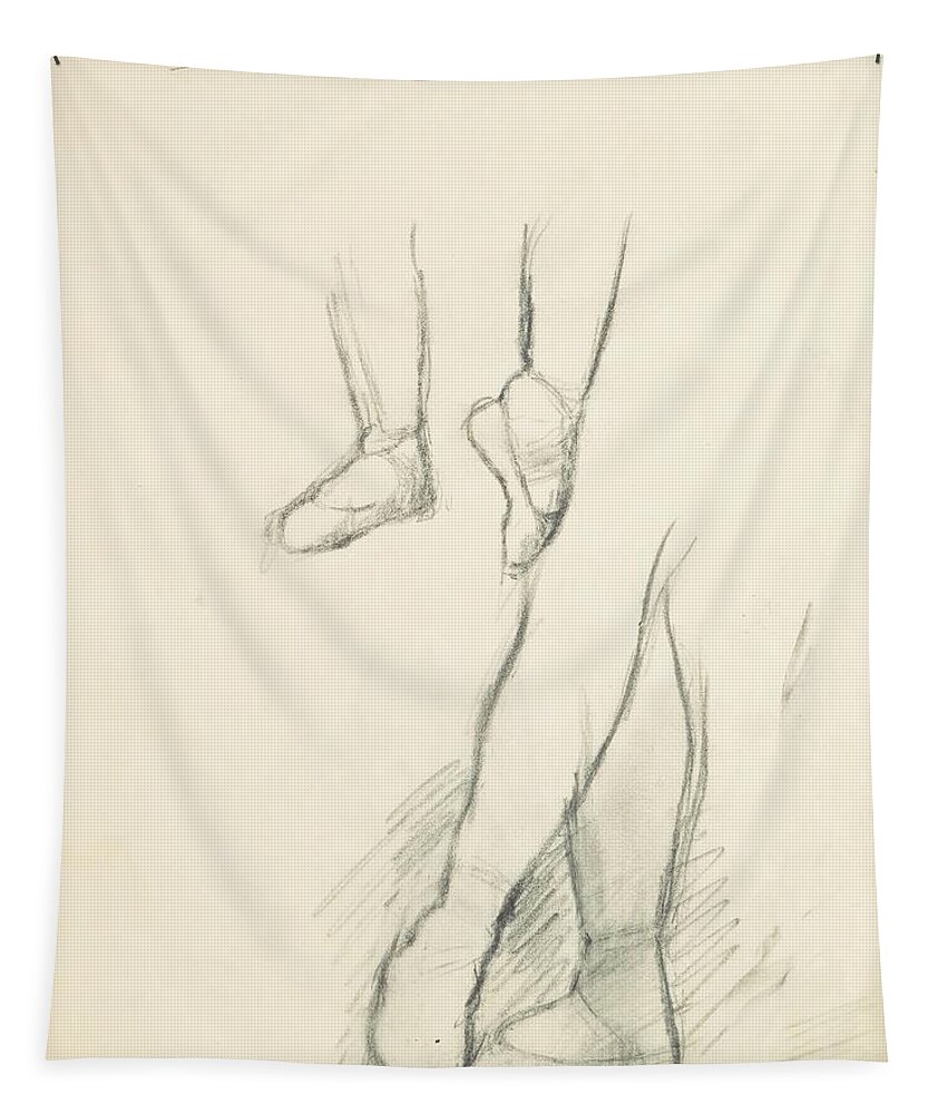 Drawings Tapestry featuring the drawing Figure Studies 11 by Edgar Degas