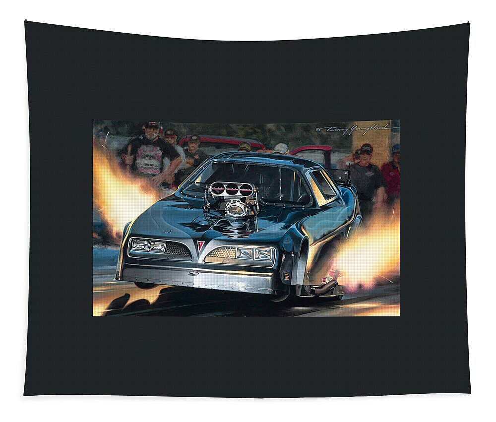 Nhra Nostalgia Funny Car Drag Racing Pontiac Firebird Race Nitro Kenny Youngblood Tapestry featuring the painting Fire And Ice by Kenny Youngblood