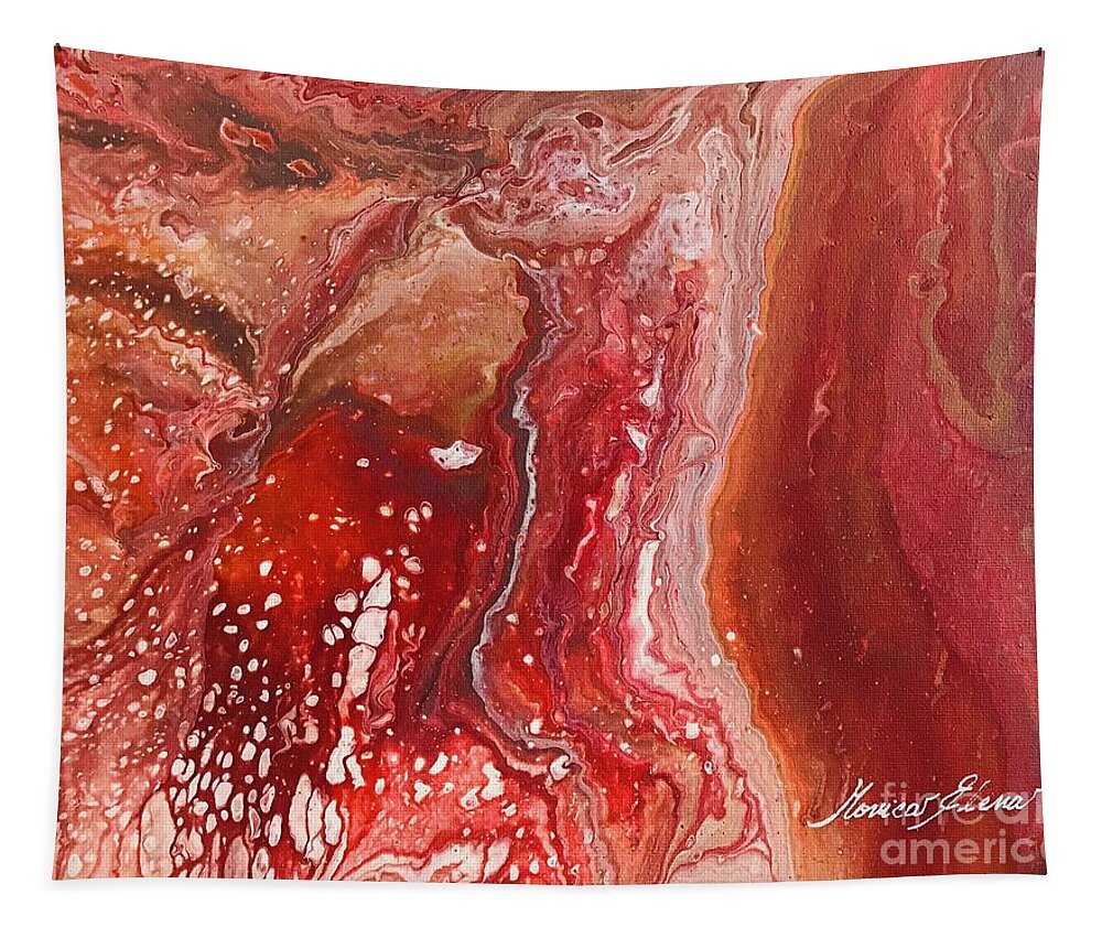 Abstract Art Tapestry featuring the painting Fire in my soul by Monica Elena