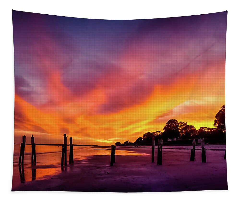 Sunset Tapestry featuring the photograph Fire on the sky by Lilia D