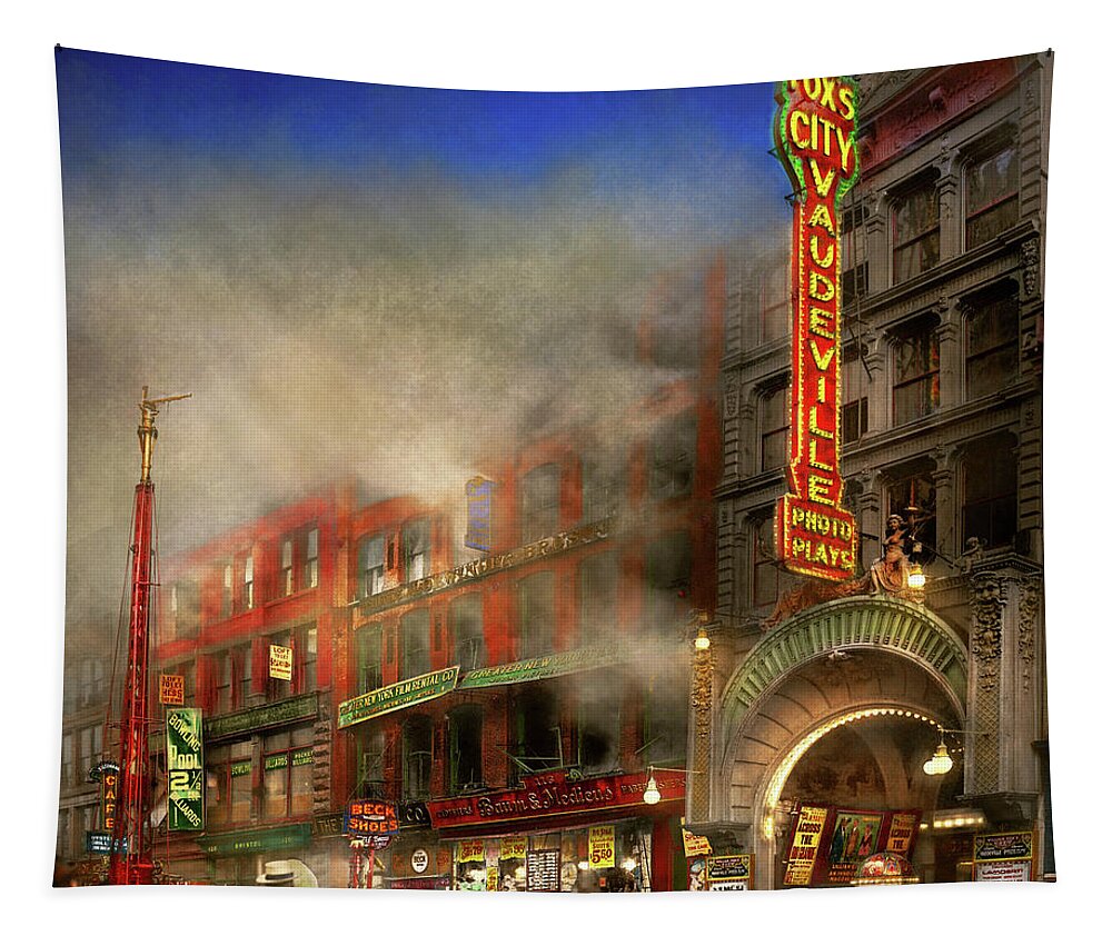 Fireman Art Tapestry featuring the photograph Firefighter - Fire sale today only 1916 by Mike Savad