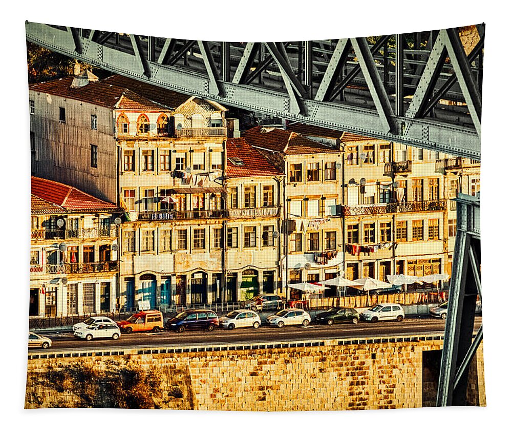 Porto Tapestry featuring the photograph First Light On Porto #3 - Portugal by Stuart Litoff
