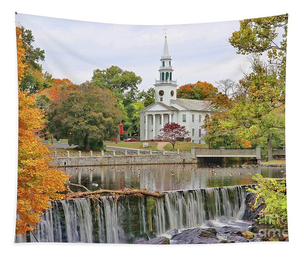 Milford Tapestry featuring the photograph First United Church of Christ Milford CT 3597 by Jack Schultz