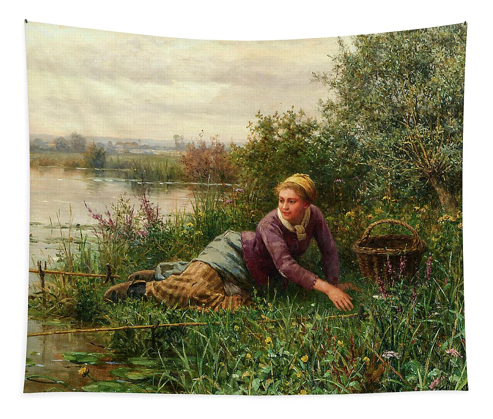 Fishing Tapestry by Daniel Ridgway Knight - Pixels Merch