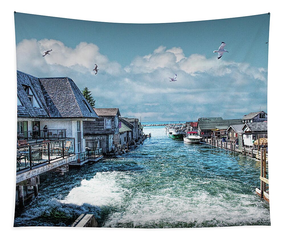 Vacation Tapestry featuring the photograph Fishtown in Leland Michigan by Randall Nyhof