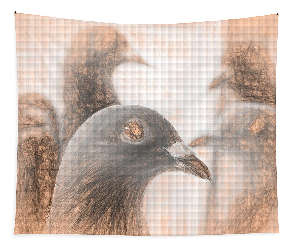Pigeon Tapestry featuring the photograph Five Homing Pigeons da Vinci by Don Northup