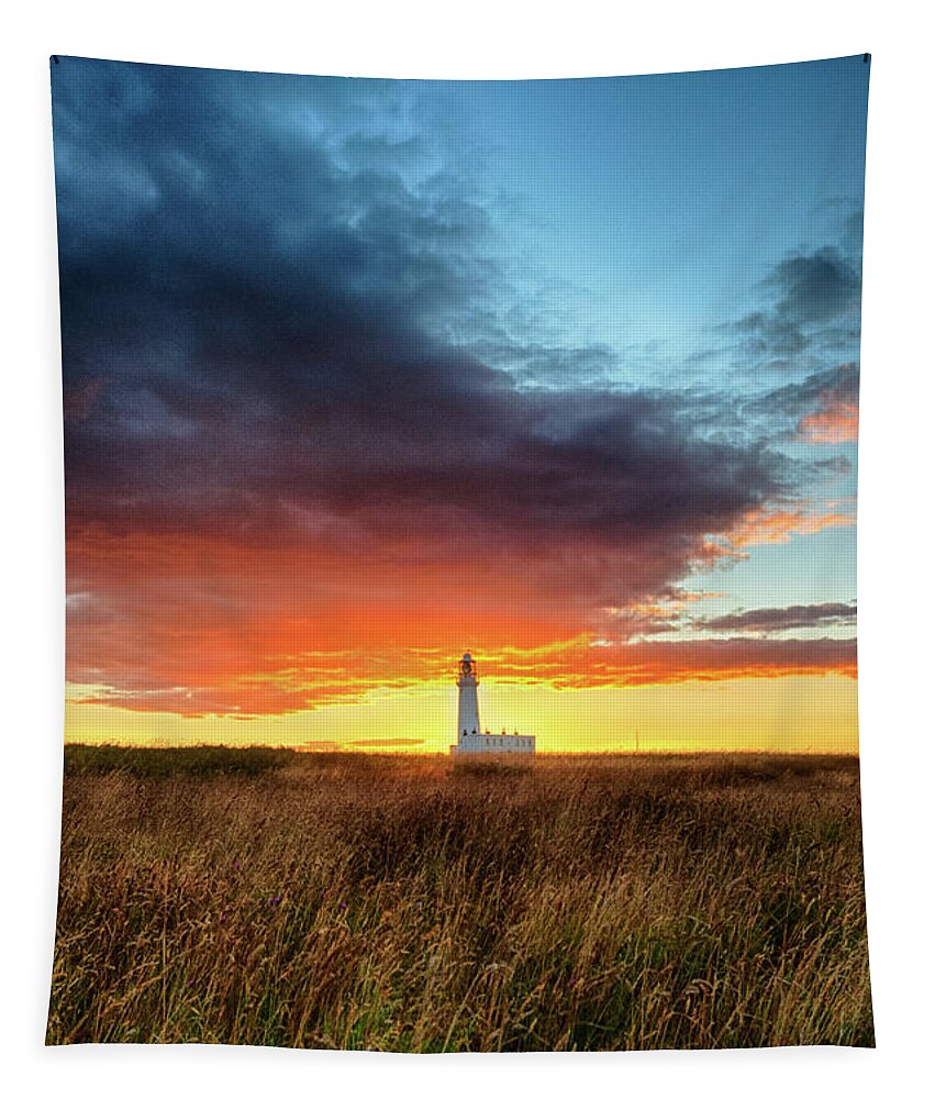 Cliffs Tapestry featuring the photograph Flamborough Head Lighthouse by Mariusz Talarek