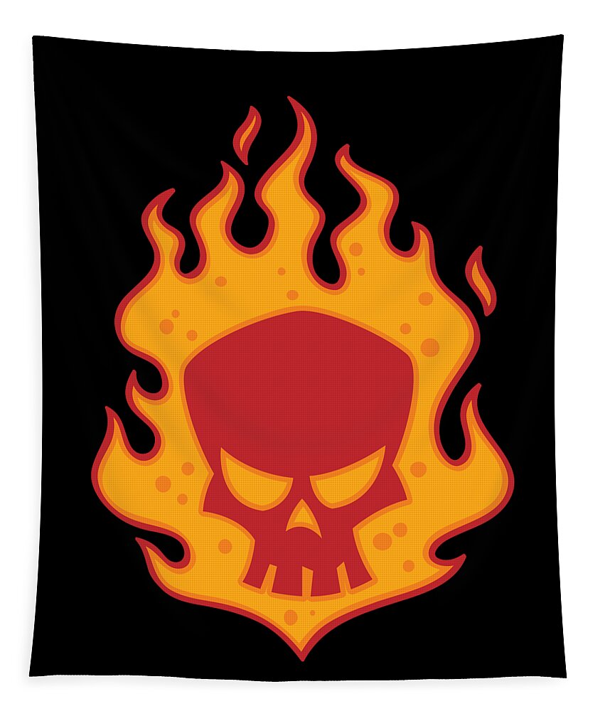Fire Tapestry featuring the digital art Flaming Skull by John Schwegel