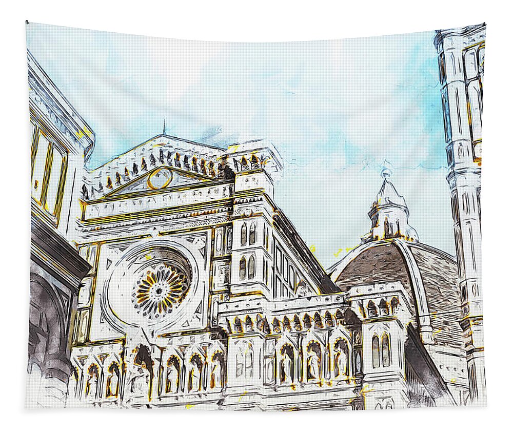 Florence Tapestry featuring the painting Florence - 46 by AM FineArtPrints