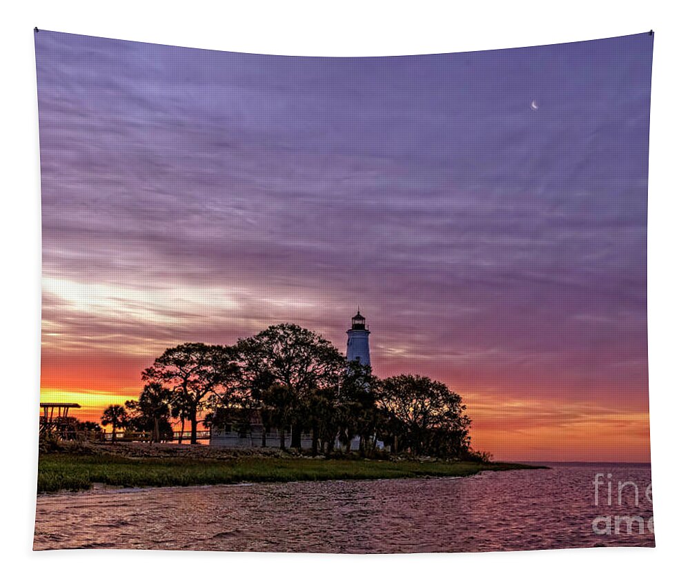 Landscapes Tapestry featuring the photograph Florida Coastal Landmark at Sunrise by DB Hayes