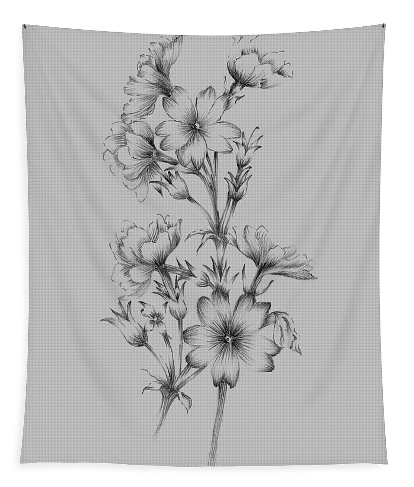 Flower Tapestry featuring the mixed media Flower Drawing II by Naxart Studio