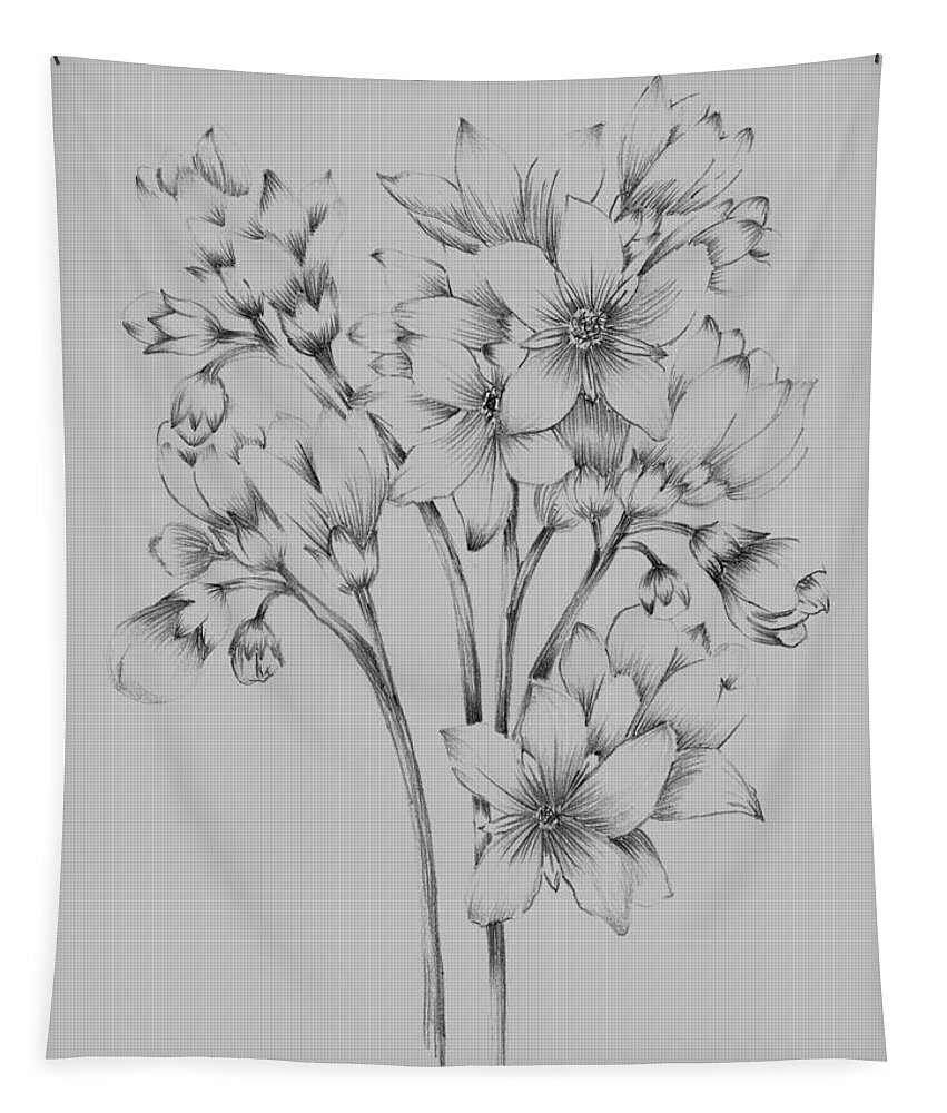 Flower Drawing Tapestry by Naxart Studio - Fine Art America