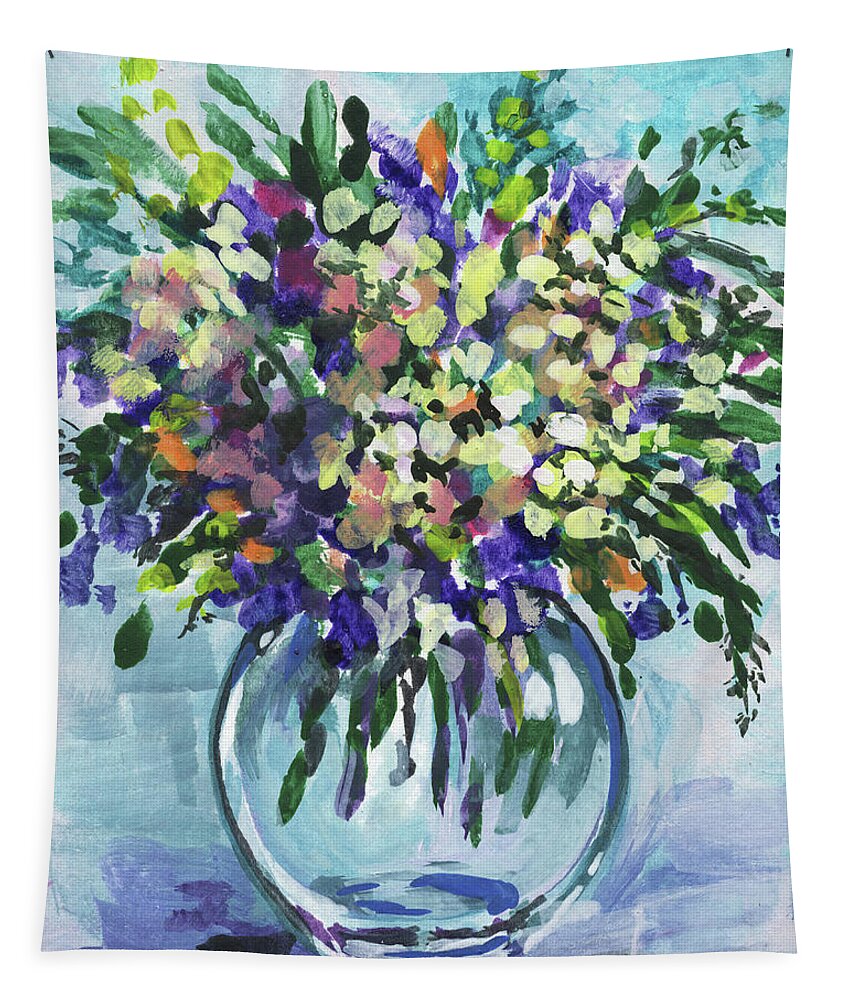 Cool Tapestry featuring the painting Flowers Bouquet Wildflowers Blast Floral Impressionism by Irina Sztukowski