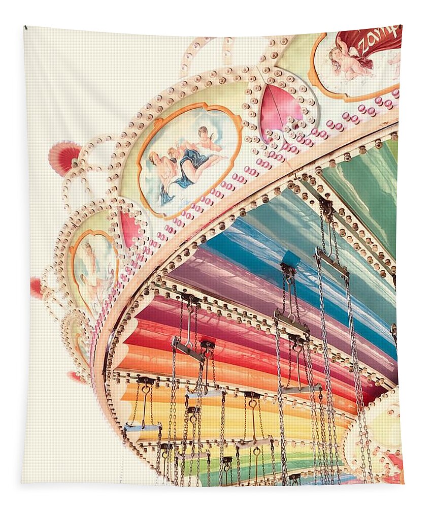 Flying Carousel Tapestry featuring the photograph Flying Carousel 1 - Six Flags America by Marianna Mills