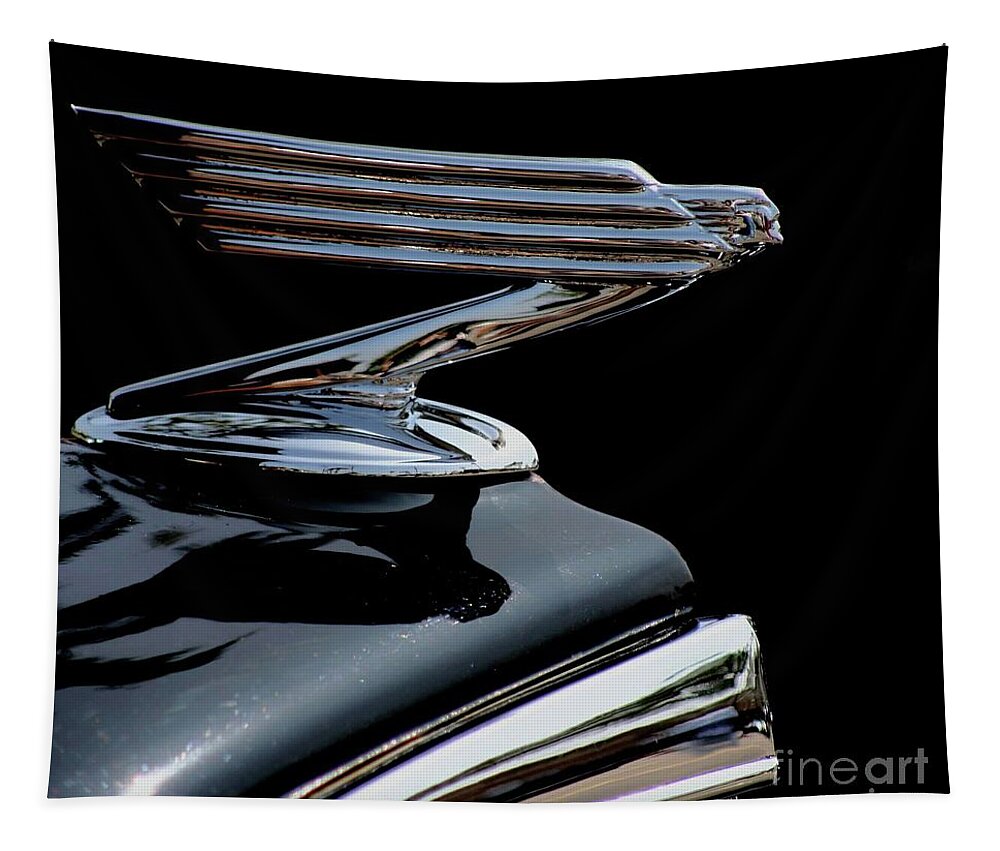 Classic Car Hood Ornament Tapestry featuring the photograph Flying by Terri Brewster
