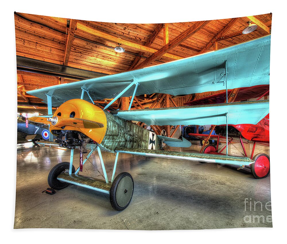 Aviation Tapestry featuring the photograph Fokker DR-1 Rotary Engine Triplane by Greg Hager