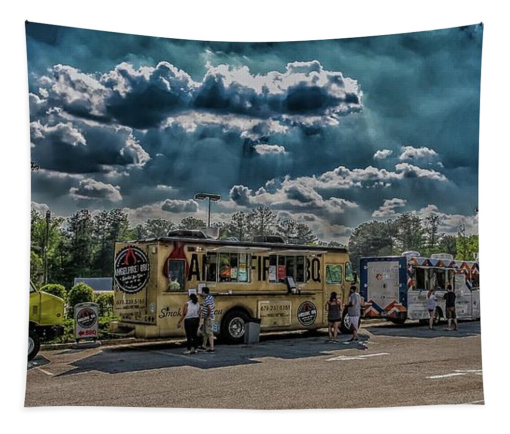 Custom Tapestry featuring the photograph Food Truck Lot by Darryl Brooks