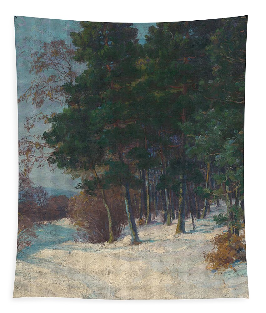 Winter Tapestry featuring the painting Forest in Winter, 1903 by Ludovit Cordak