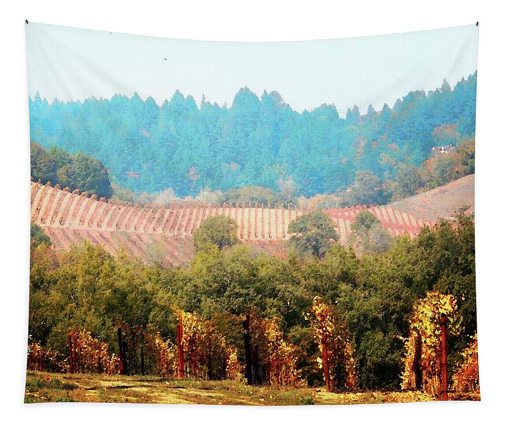 Vineyards Tapestry featuring the photograph Forestville Vineyards by Timothy Bulone