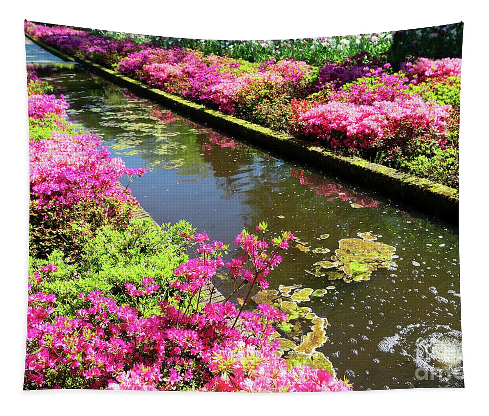 Garden Tapestry featuring the photograph Pink Rododendron Flowers by Anastasy Yarmolovich