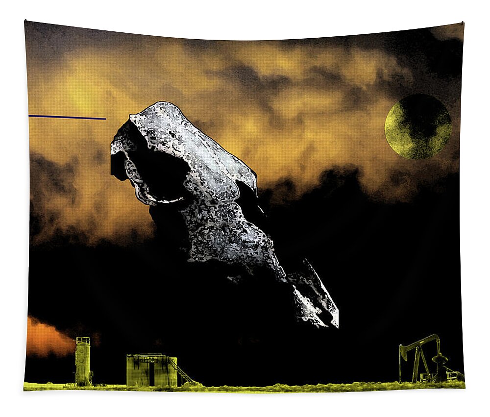 Pumpjack Tapestry featuring the digital art Fossilized Dream by Jonathan Thompson