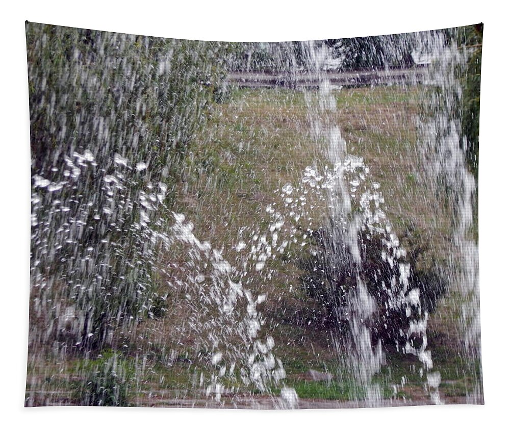 Fountain Tapestry featuring the photograph Fountains flow in the city on the river and in the park by Oleg Prokopenko
