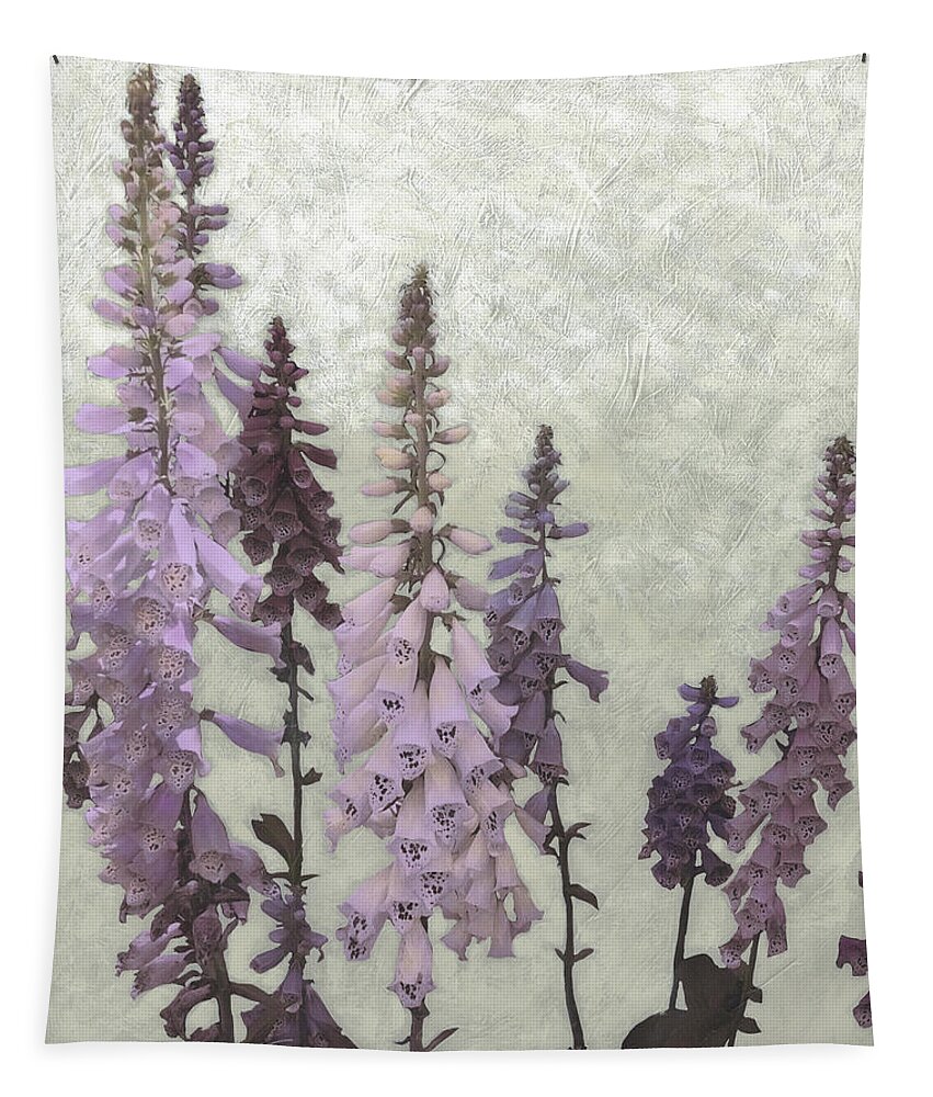Botanical Tapestry featuring the painting Foxgloves II by Chariklia Zarris