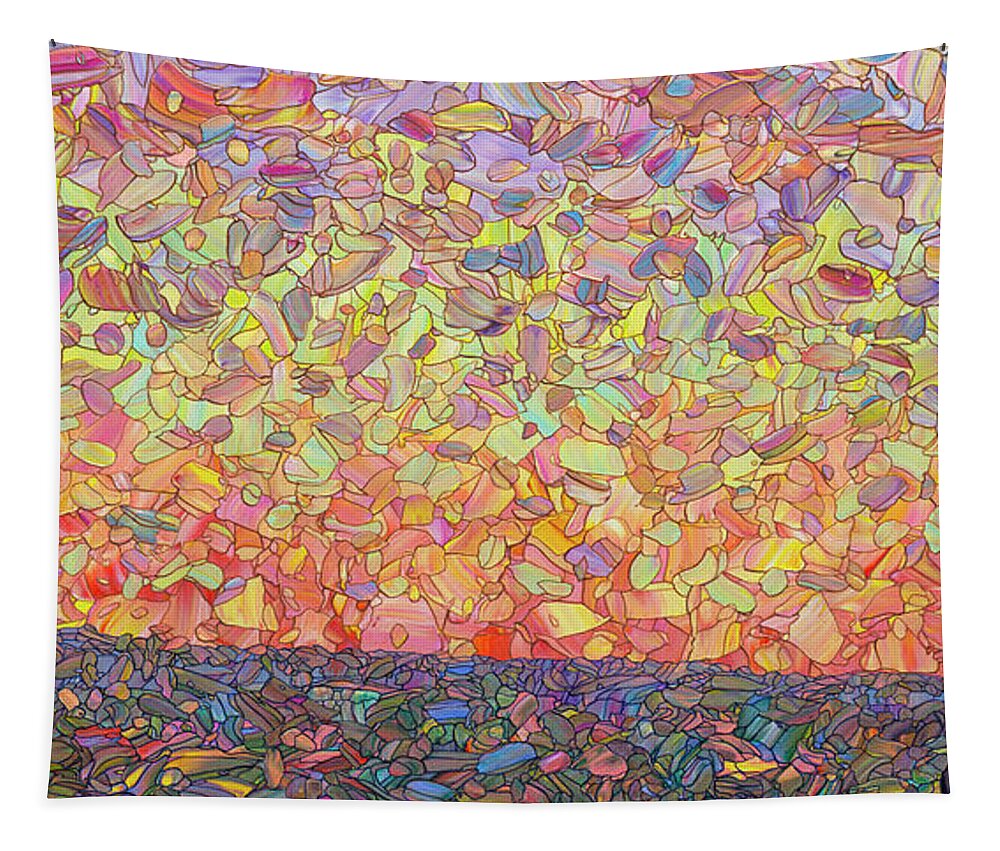 Sunset Tapestry featuring the painting Fragmented Sunset by James W Johnson
