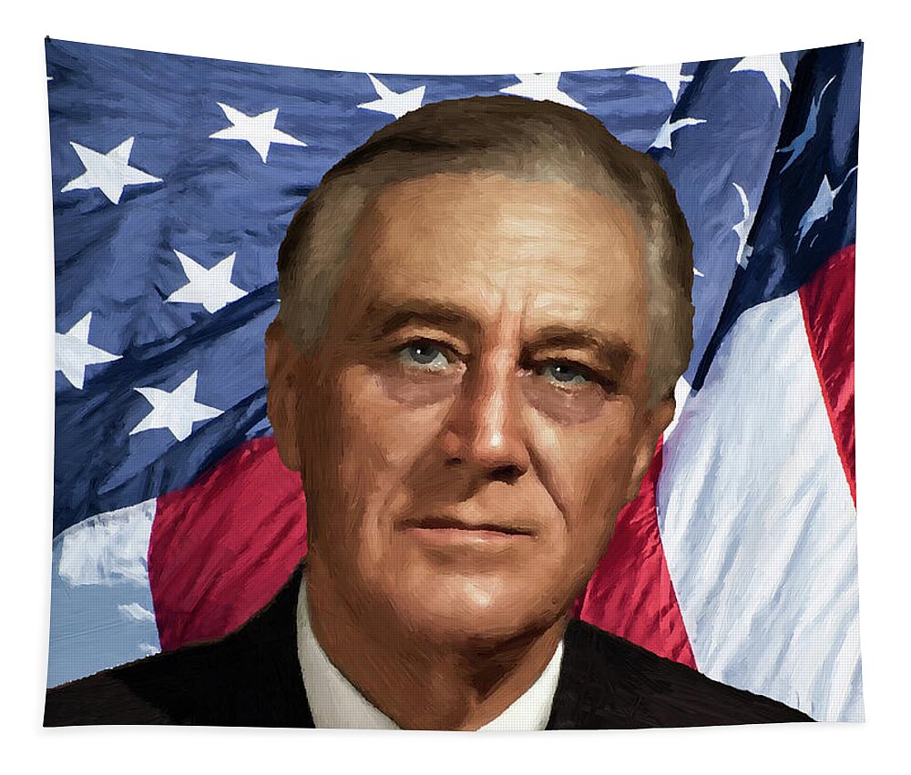 Portrait Tapestry featuring the painting Franklin D. Roosevelt - DWP191205002 by Dean Wittle