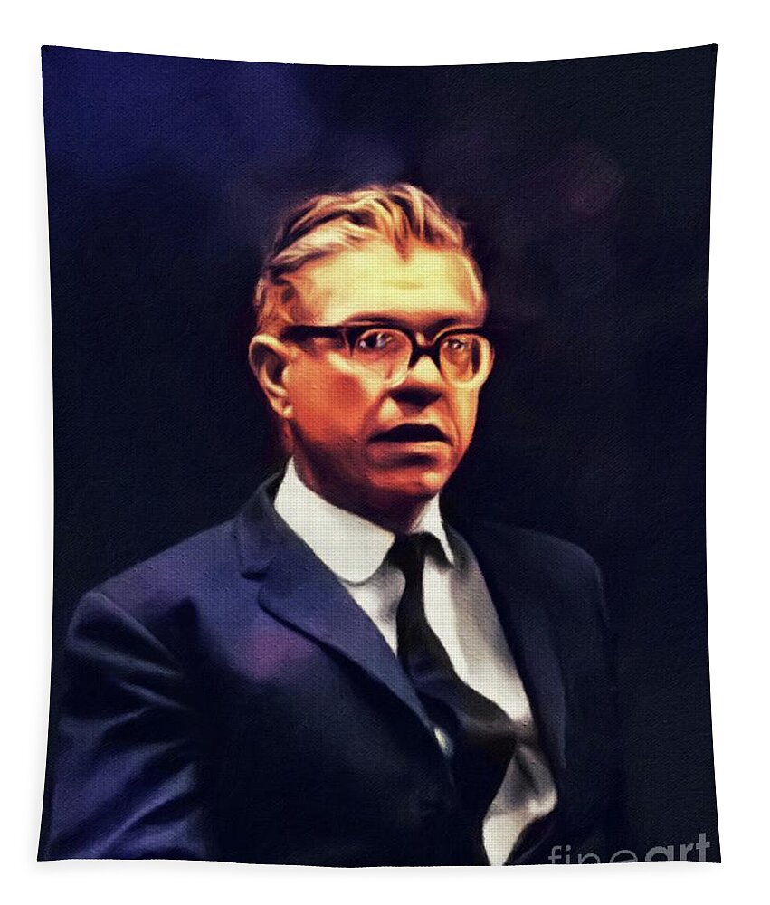 Fred Tapestry featuring the painting Fred Hoyle, Astronomer by Esoterica Art Agency