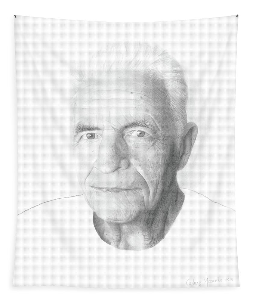 Portrait Tapestry featuring the drawing Fred Salb by Conrad Mieschke