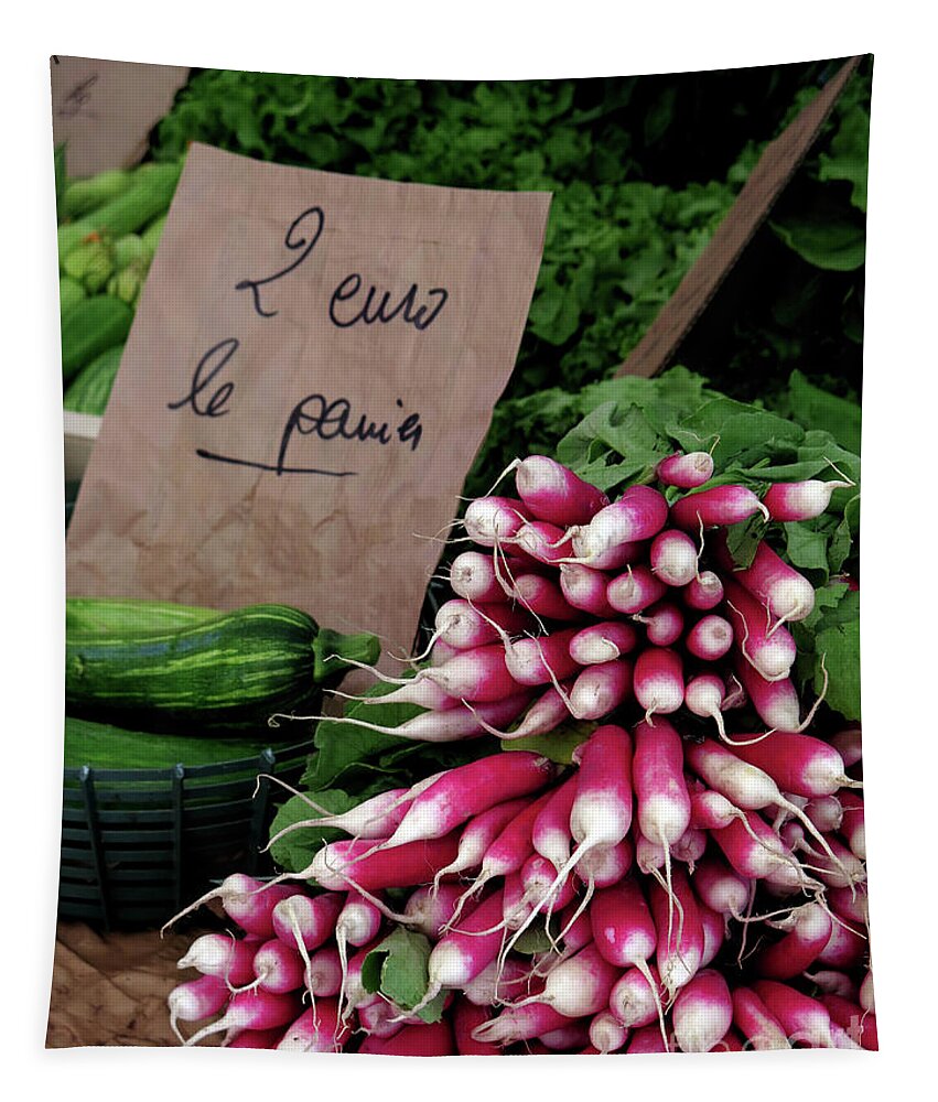 Radishes Tapestry featuring the photograph French Farmer's Market by Terri Brewster