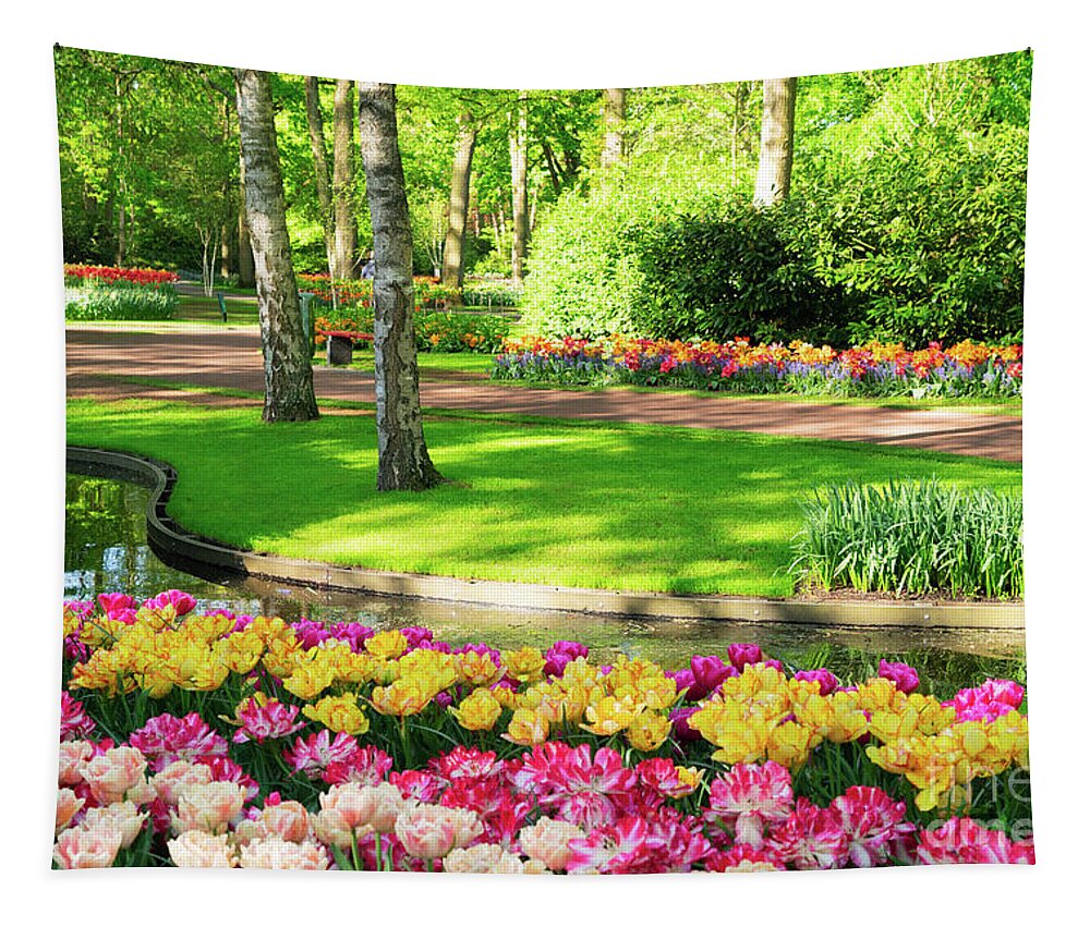 Holland Tapestry featuring the photograph Fresh Lawn With Flowers by Anastasy Yarmolovich