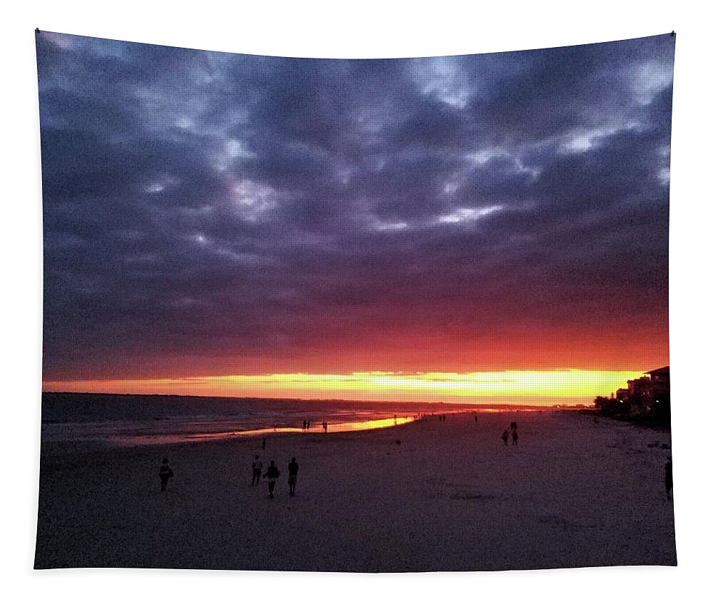 Beach Tapestry featuring the photograph Ft. Myers Beach Sunset by Karen Stansberry