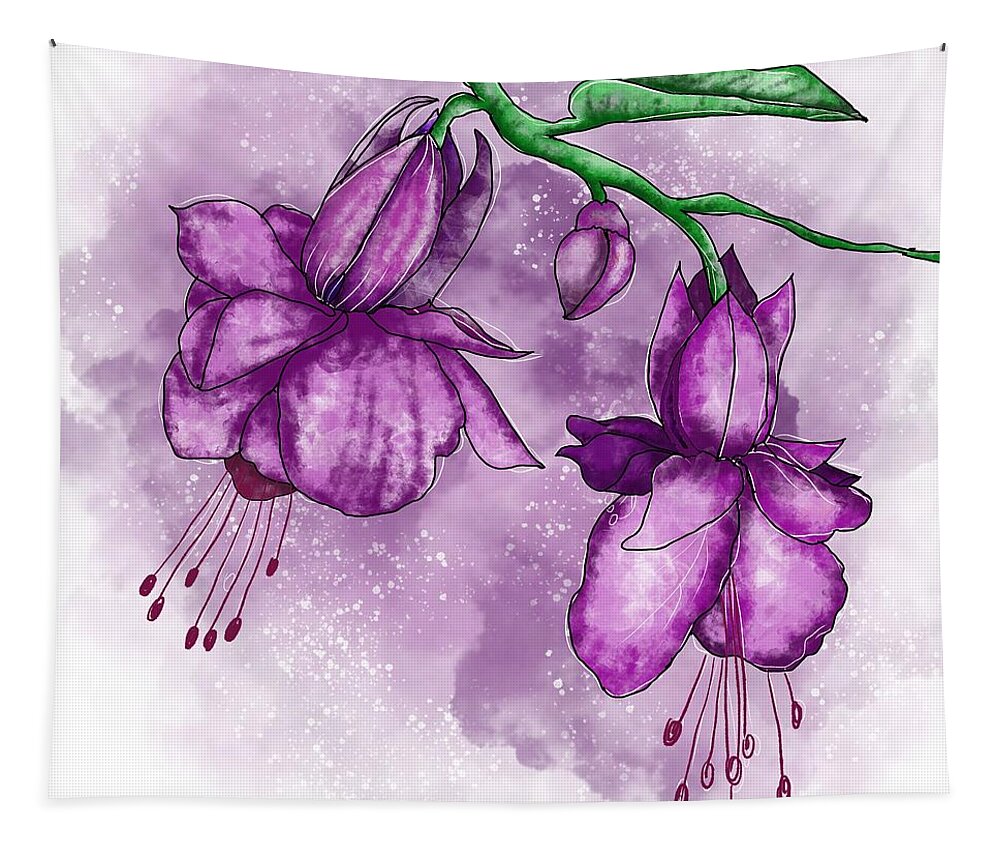 Fuchsias Tapestry featuring the painting Fuchsia by Patricia Piotrak
