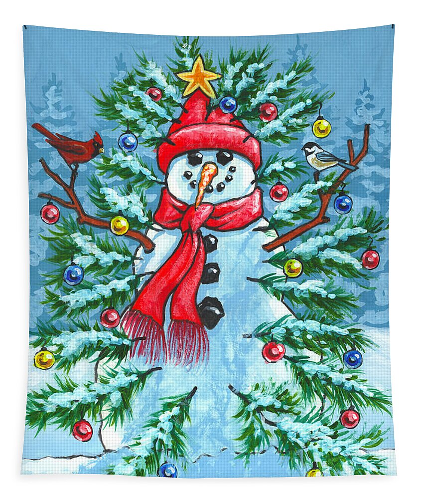 Snowman Tapestry featuring the painting Full bloom by Richard De Wolfe