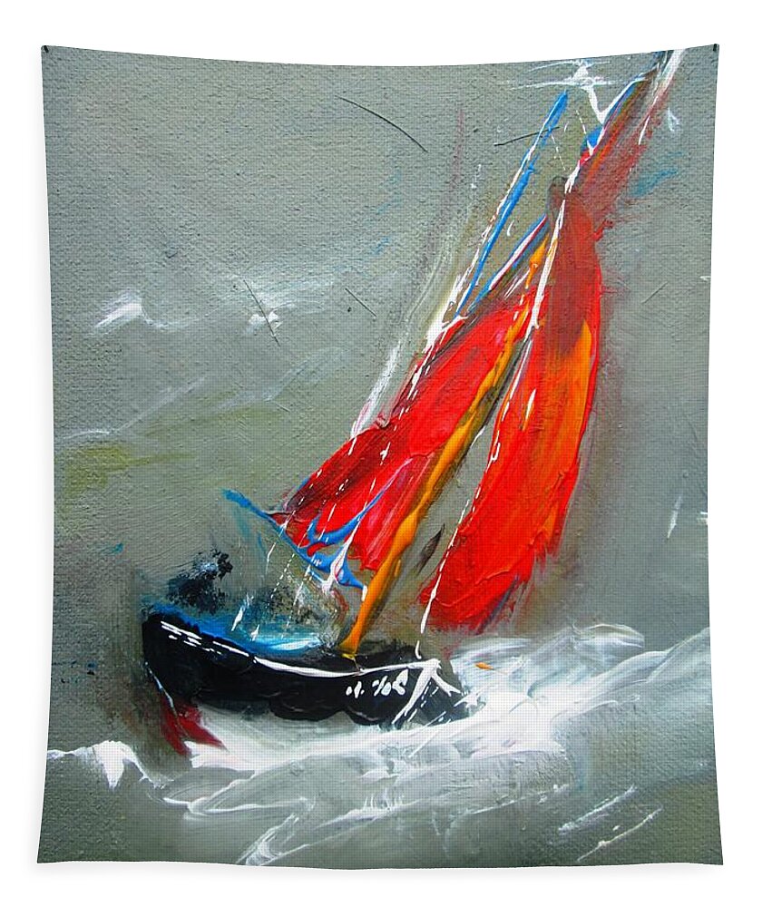 Irish Art Tapestry featuring the painting Boat Paintings And Art From Galway by Mary Cahalan Lee - aka PIXI