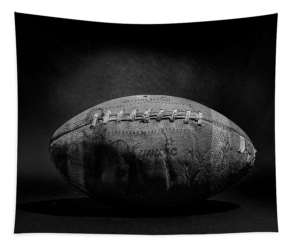 Antique Tapestry featuring the photograph Game Ball - Black and White by Peter Tellone