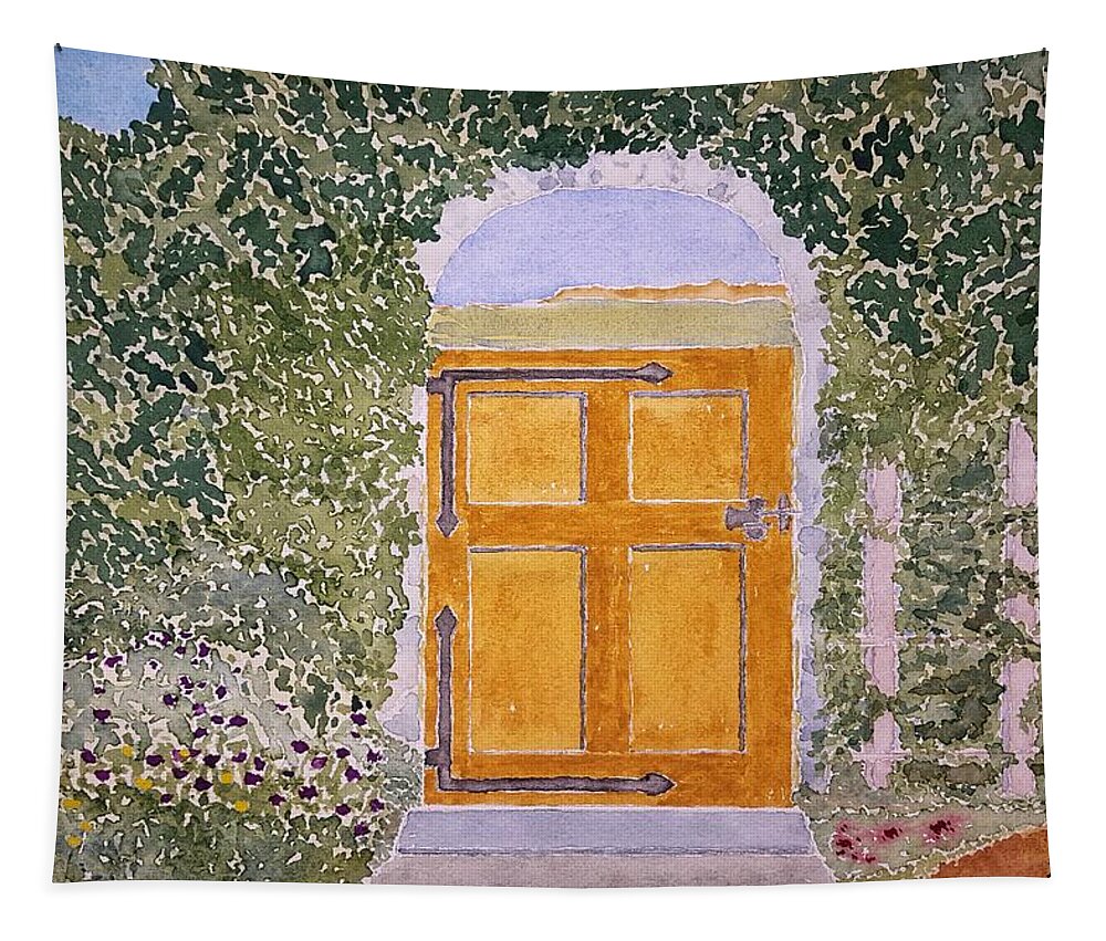 Watercolor Tapestry featuring the painting Garden Lore by John Klobucher