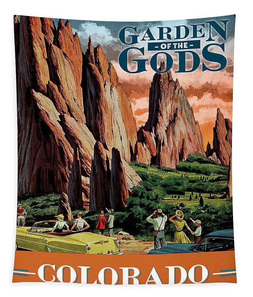 Colorado Tapestry featuring the drawing Garden Of The Gods by James Bingham