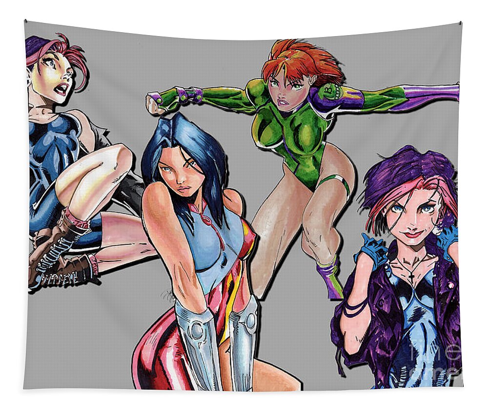 Gen13 Tapestry featuring the drawing Gen 13 by Bill Richards