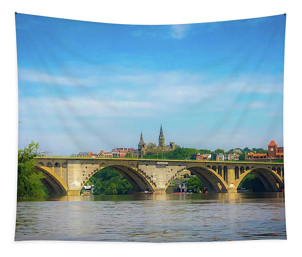 Georgetown Tapestry featuring the photograph Georgetown from the Potomac by Lora J Wilson