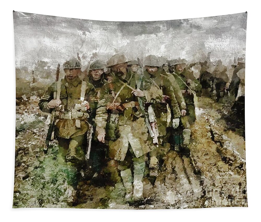 World Tapestry featuring the painting Ghosts of WWI by Esoterica Art Agency