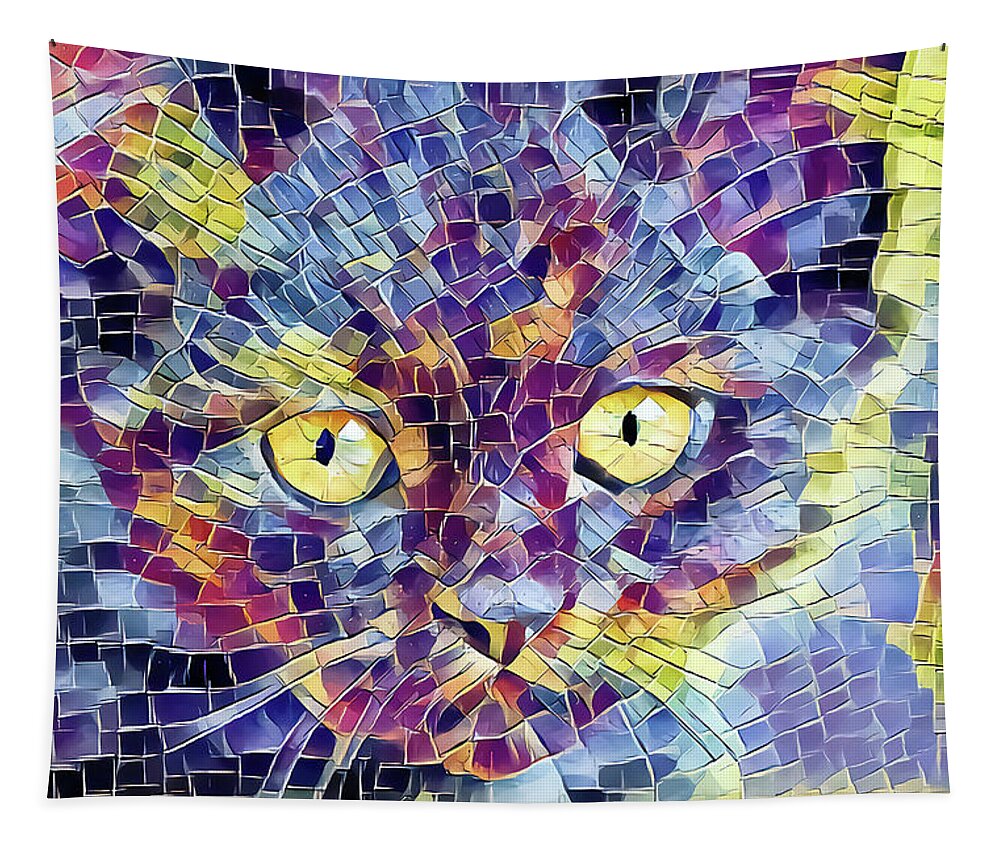 Kitten Tapestry featuring the digital art Giant Head Mosaic by Don Northup