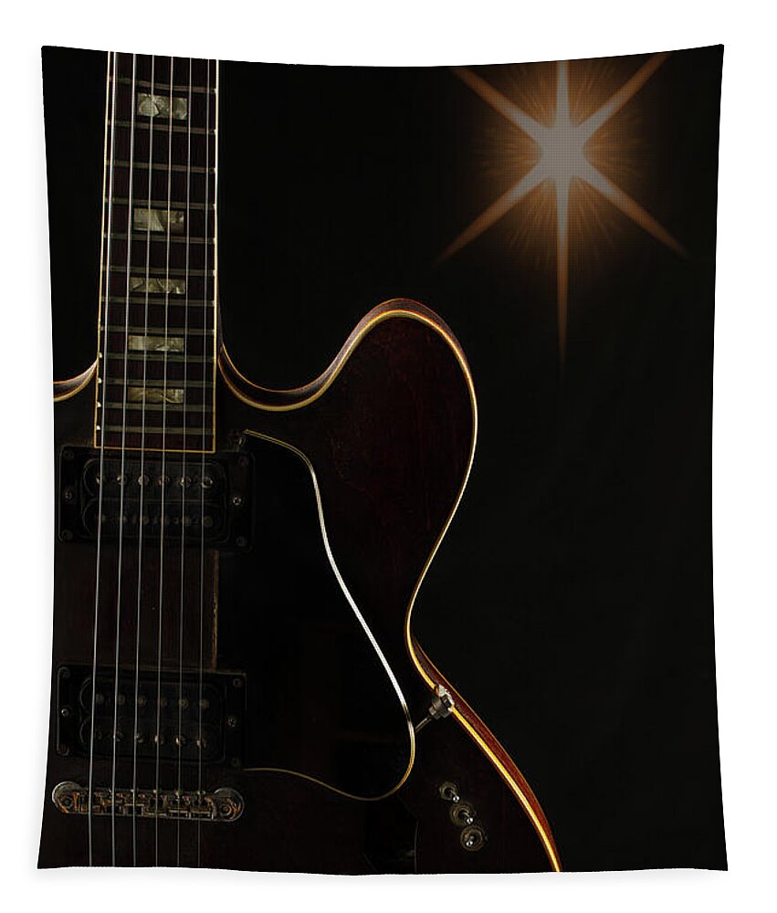 Music-instruments Tapestry featuring the photograph Gibson guitar Picture in Sky 1744.008 by M K Miller