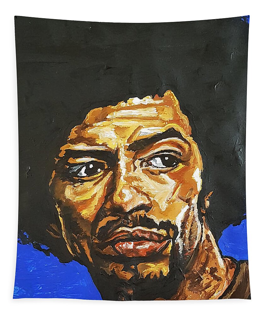 Gil Scott Heron Tapestry featuring the painting Gil Scott Heron by Rachel Natalie Rawlins