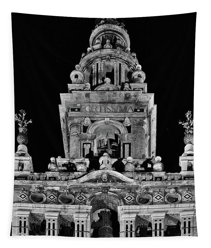 Giralda Tapestry featuring the photograph Giralda Tower in Monochrome. Seville by Angelo DeVal