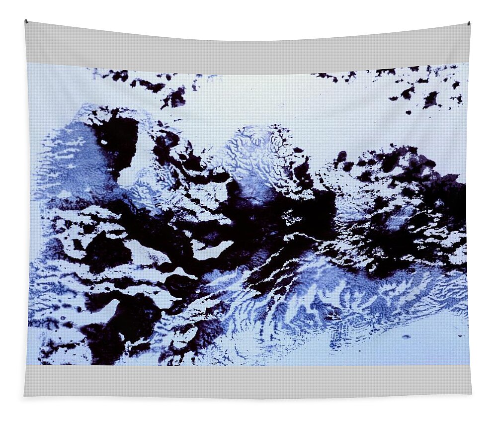 #alaska #glacier #bay #bay #cold #ice #north #sea #ocean #fish #fishing #vacation #destination #tour #contemporary #scarpace #monotype #oil #painting #wallart Tapestry featuring the painting Glacier Bay, Alaska by J Vincent Scarpace