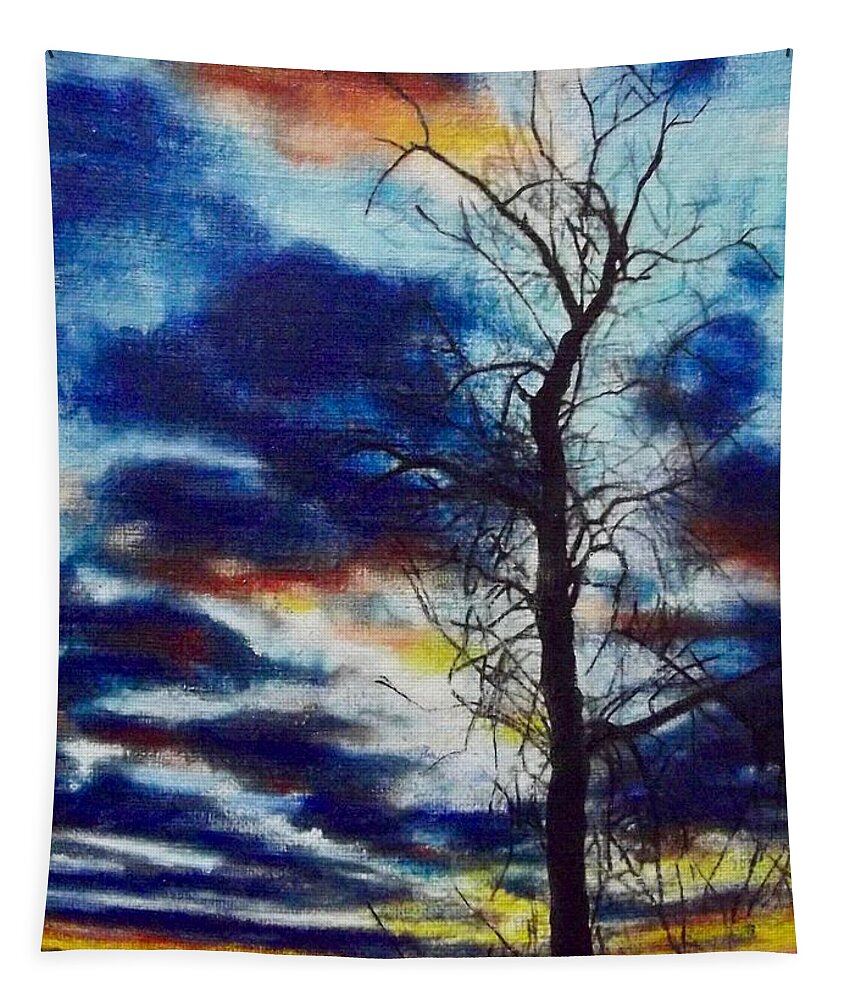 Sunset Tapestry featuring the painting Glory Be by Cara Frafjord
