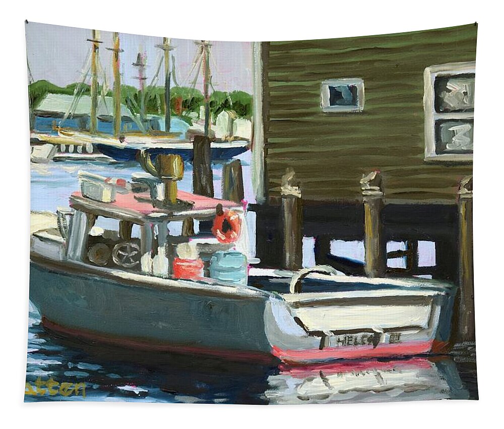 Gloucester Tapestry featuring the painting Gloucester Fishing Boat by Eileen Patten Oliver